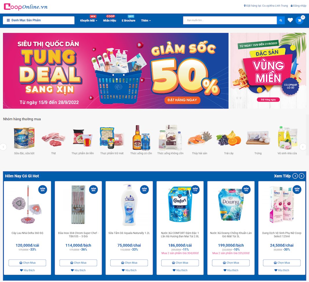 Đặt hàng Online hệ thống siêu thị Co.op